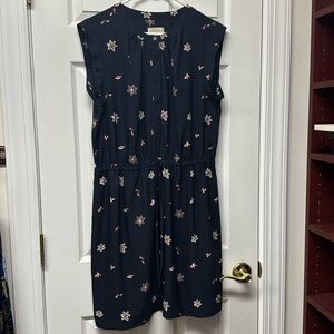 Loft Navy Blue Floral Dress